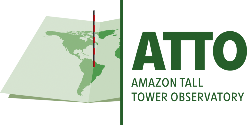 The ATTO logo includes a stylized map of South America with a red and white tower, symbolizing the Amazon Tall Tower Observatory.